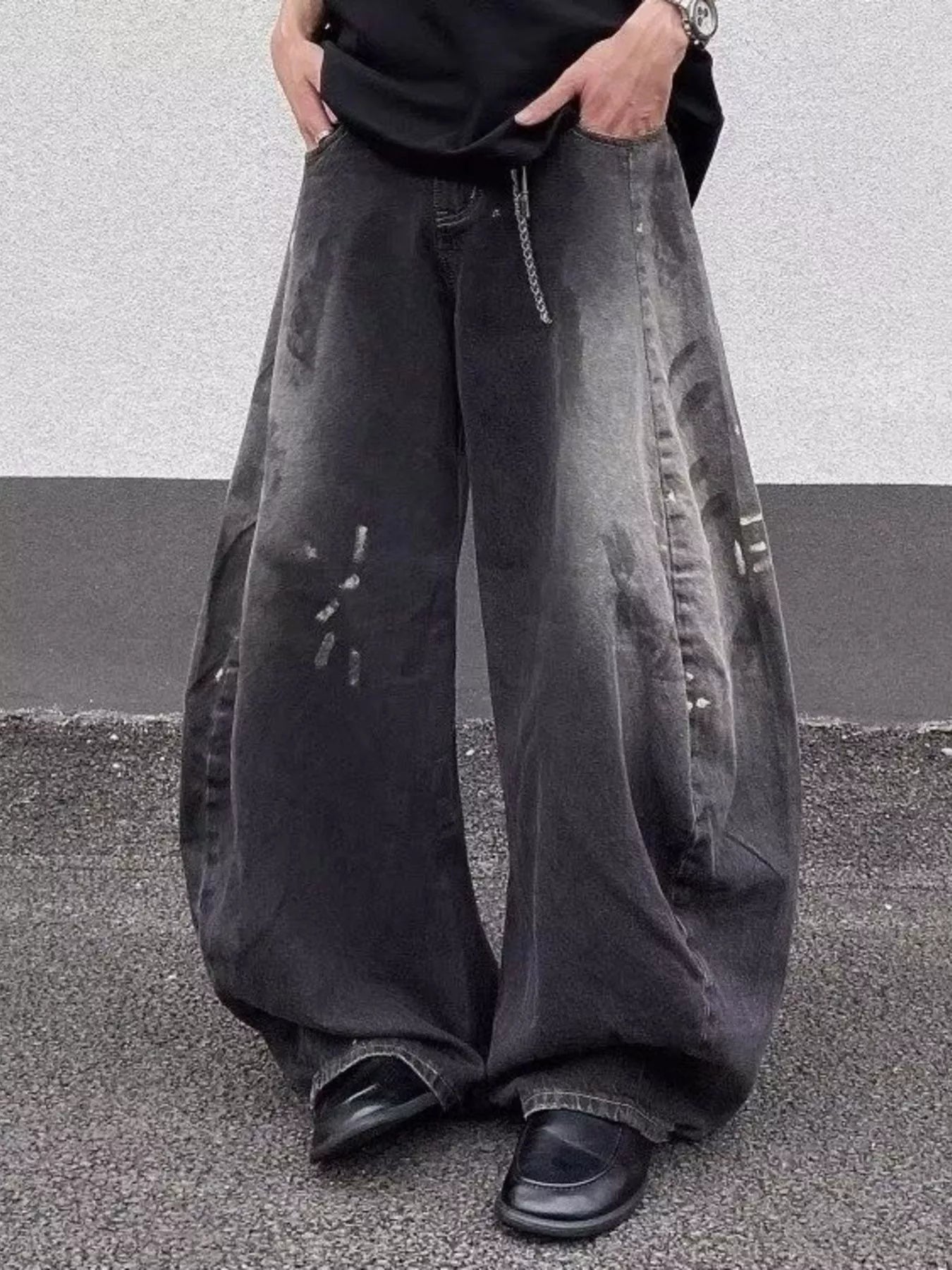 Men's Full Size Wide Leg Distressed Jeans Plus Size