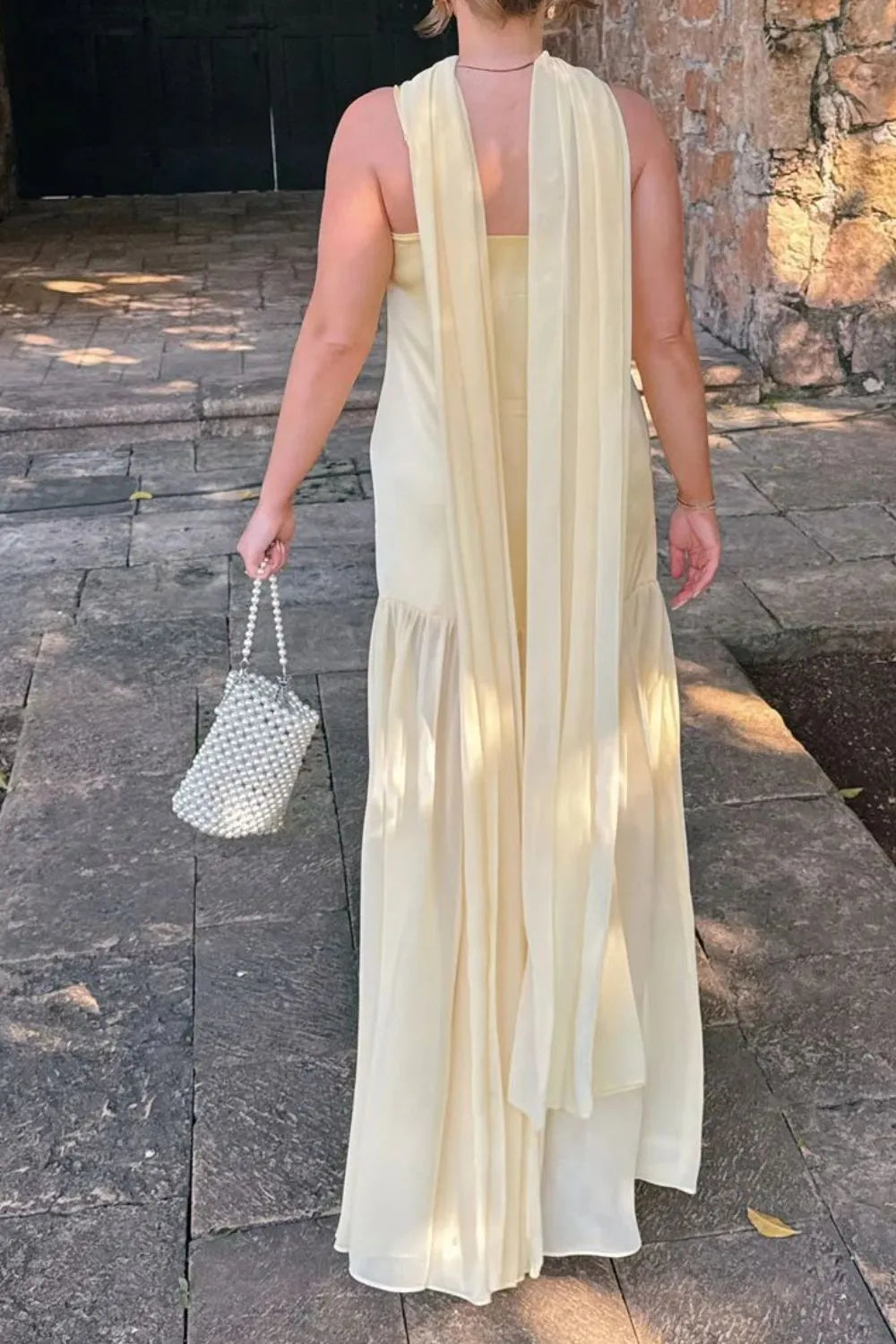 Adjustable Strap Maxi Cami Dress with Scarf