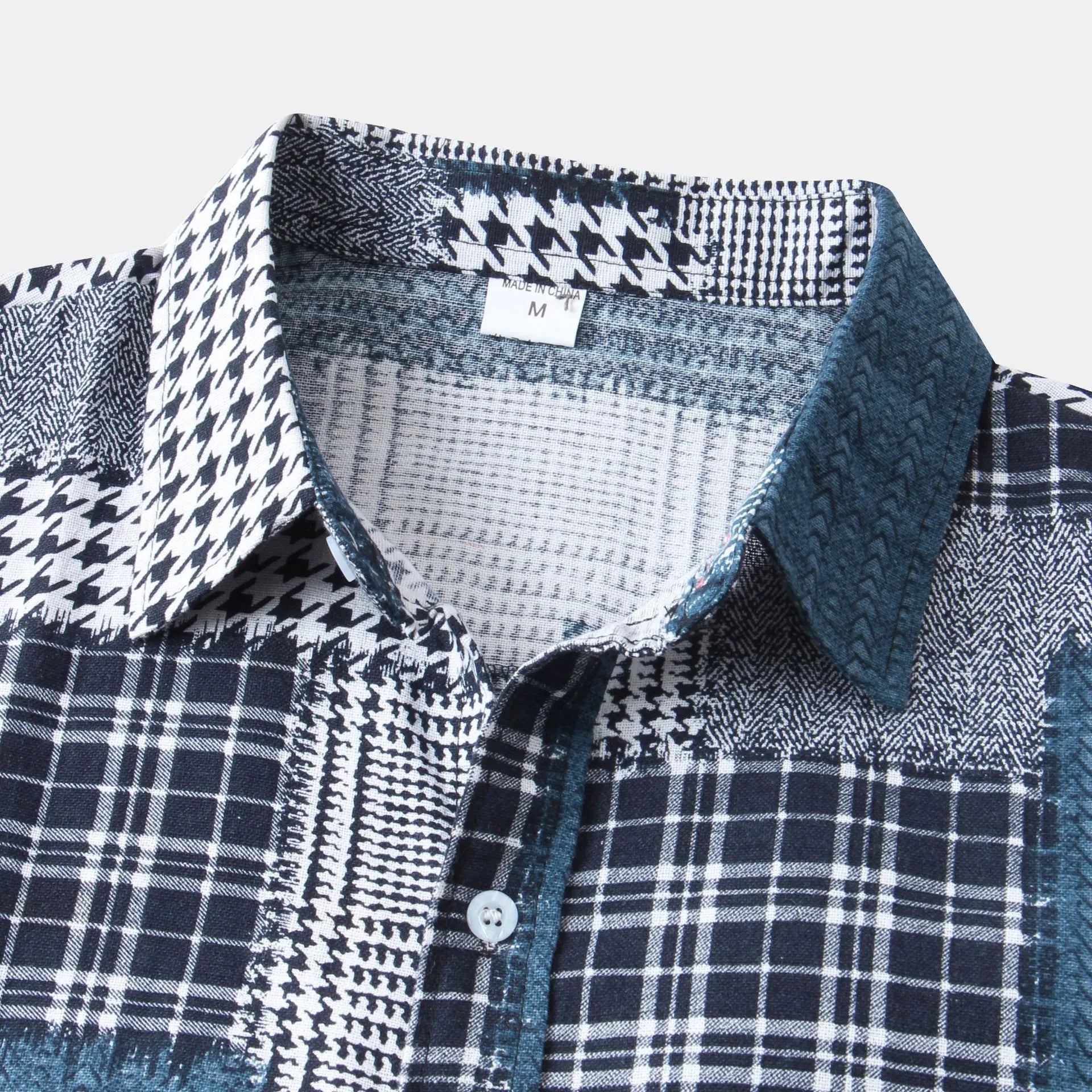 Men's Plus Size Plaid Short Sleeve Button-Up Shirt