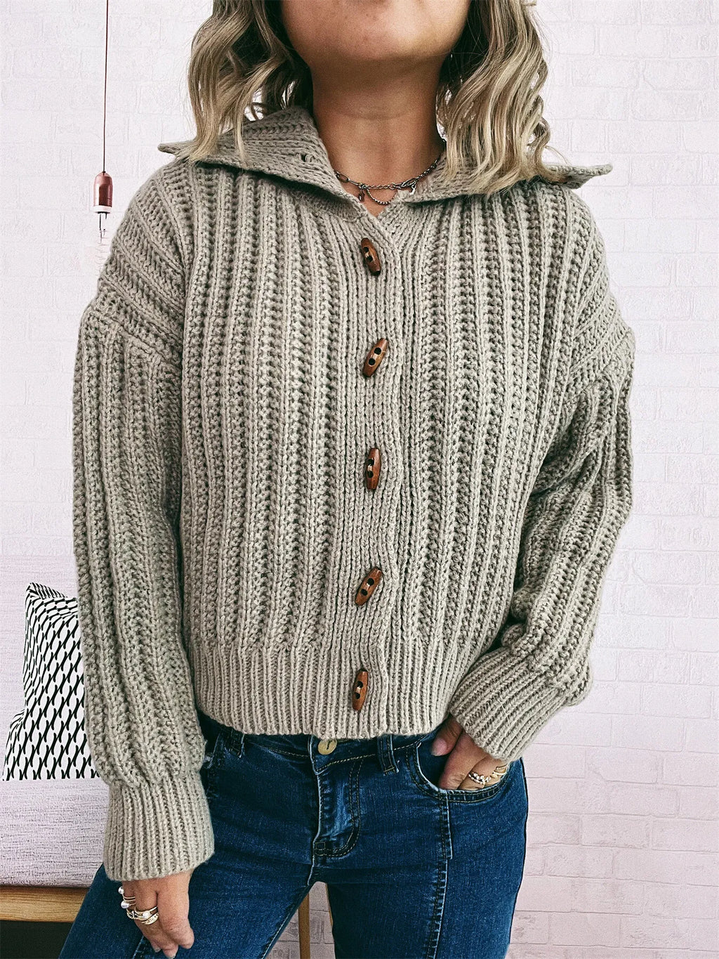 Button Up Long Sleeve Cardigan