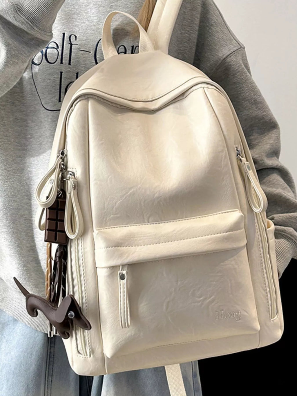 Leather Texture Backpack Bag