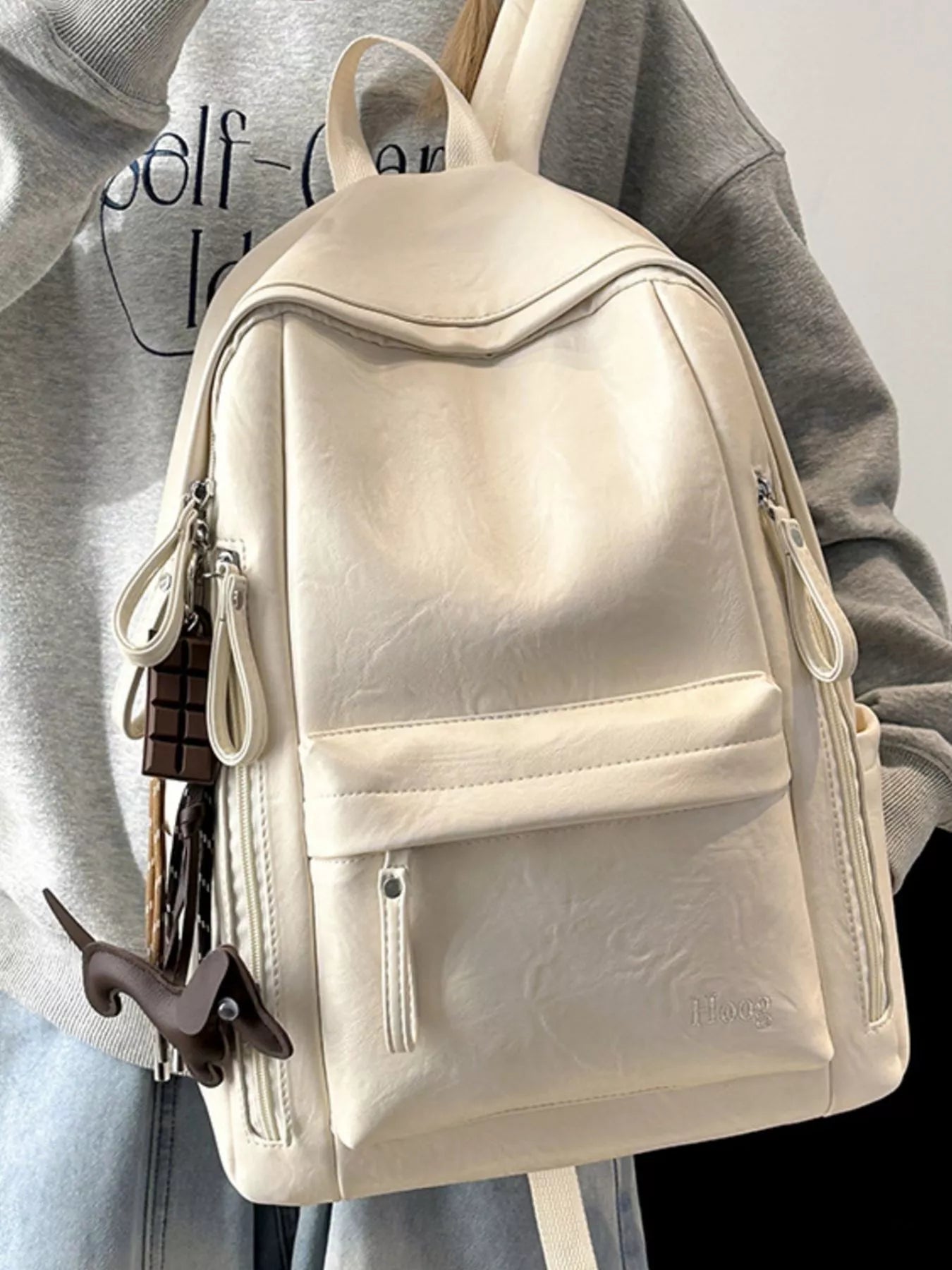Leather Texture Backpack Bag