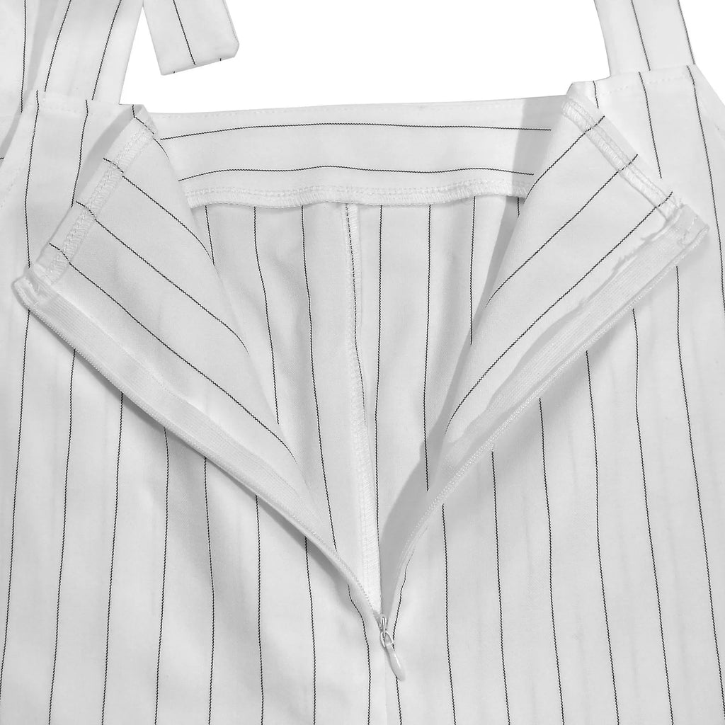 Striped Tie-Shoulder Wide Leg Jumpsuit