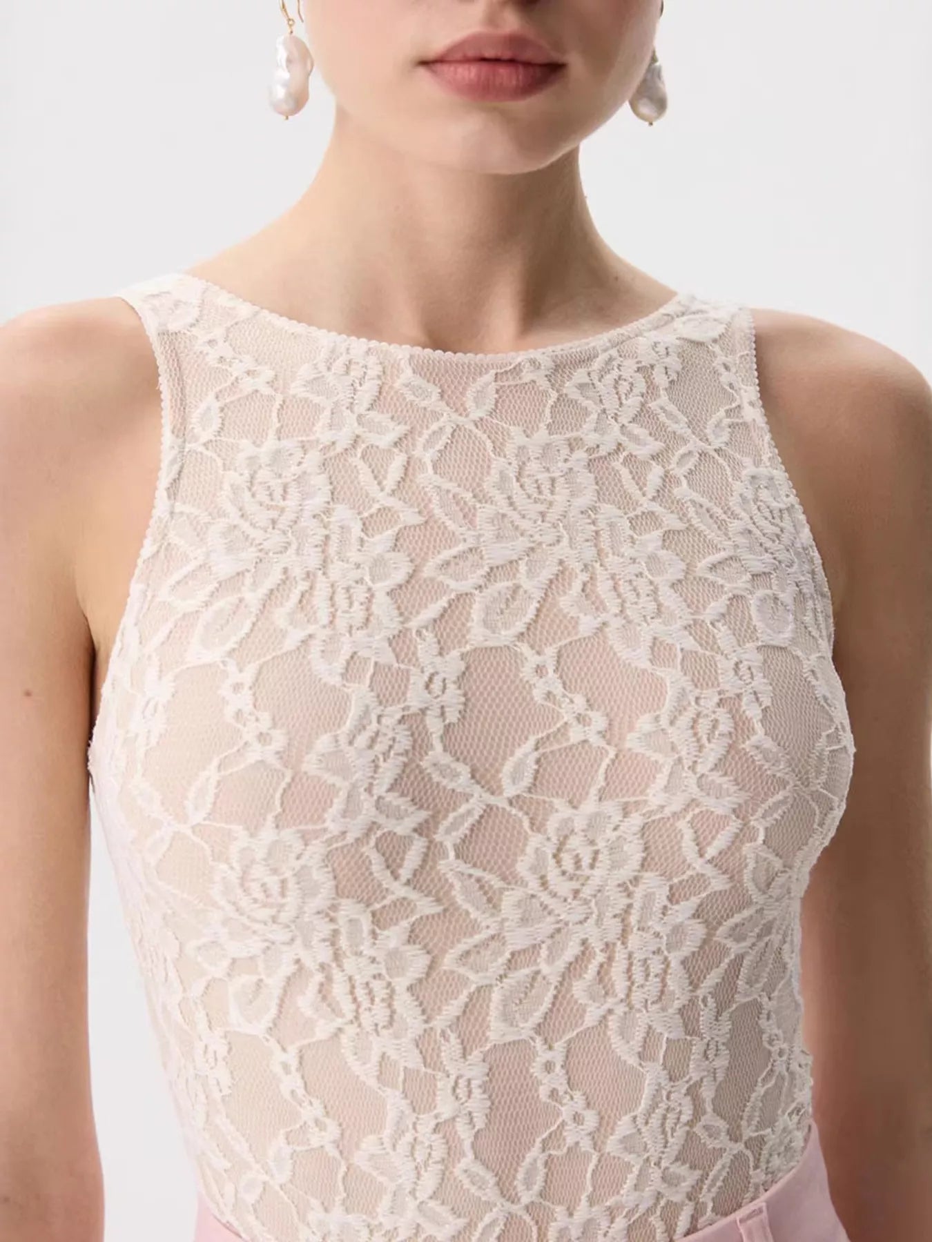 Lace Round Neck Long Sleeve Top