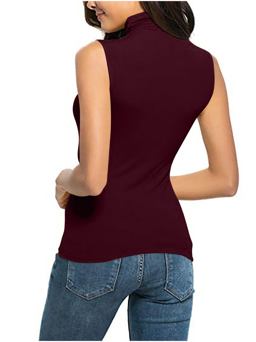 Sleeveless Turtleneck Slim Fit T-Shirt