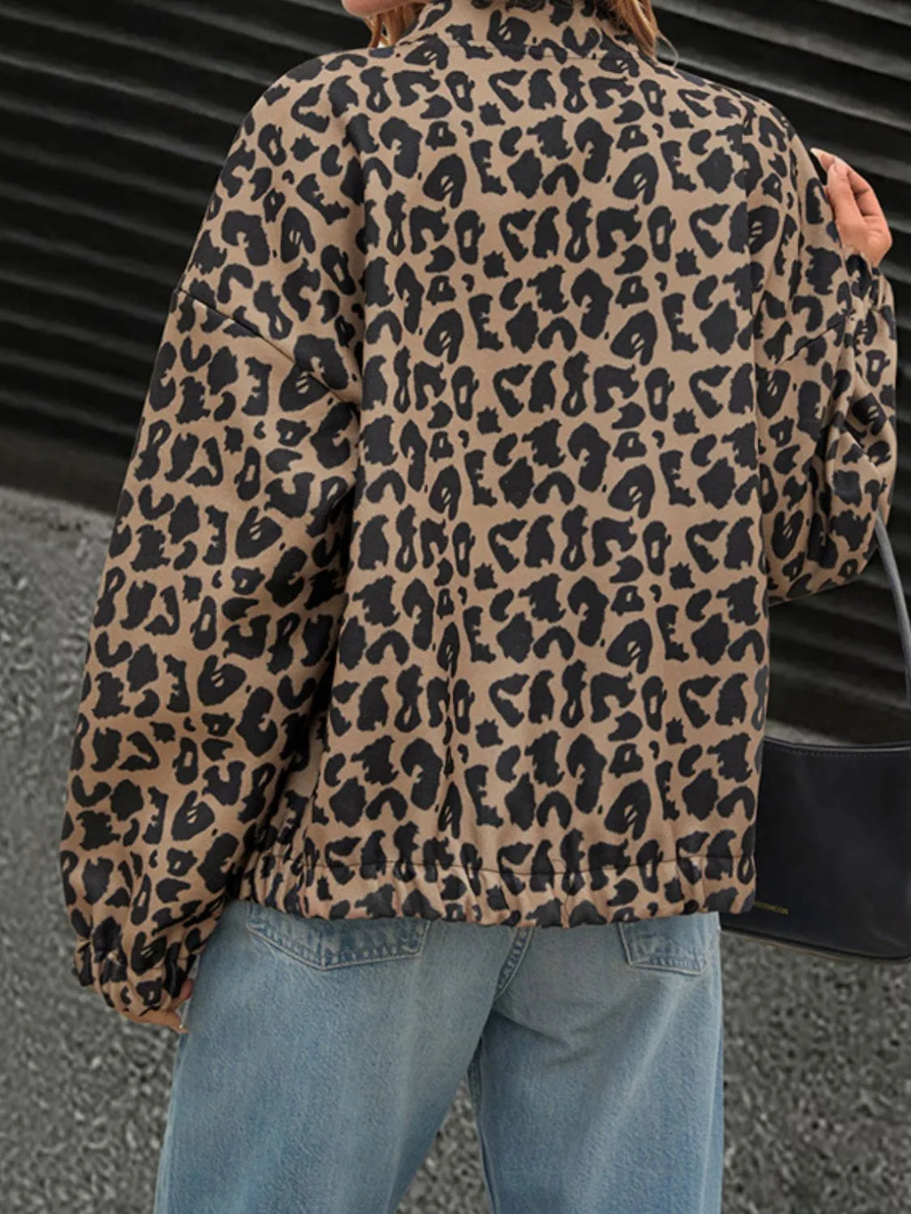 Leopard Print Casual Button Up Jacket