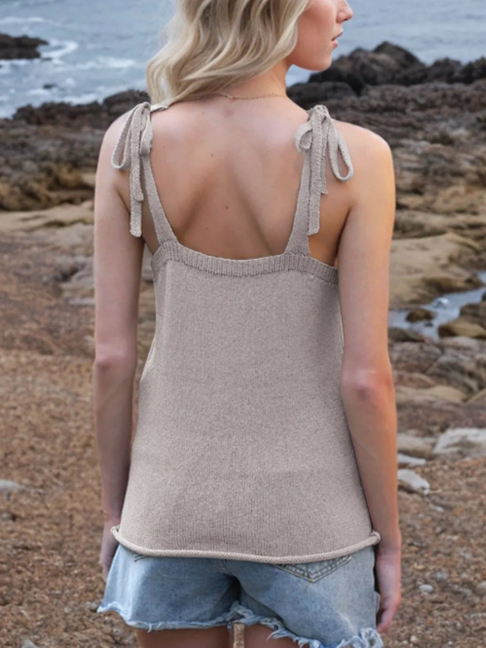 Tie Shoulder V-Neck Sweater Vest