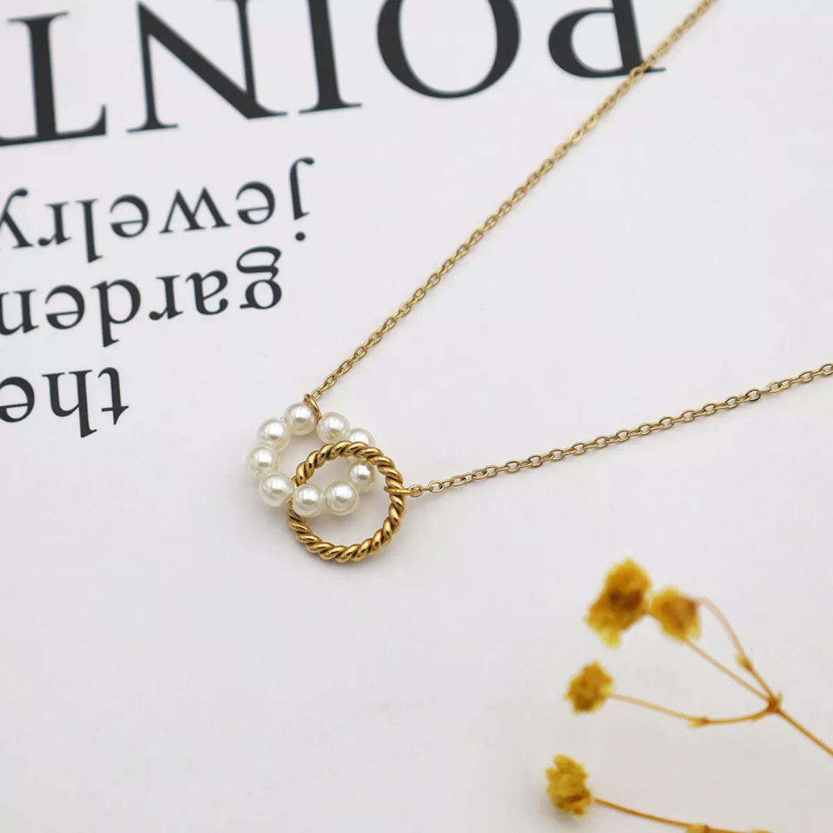 18K Gold-Plated Pearl Twisted Pendant Necklace