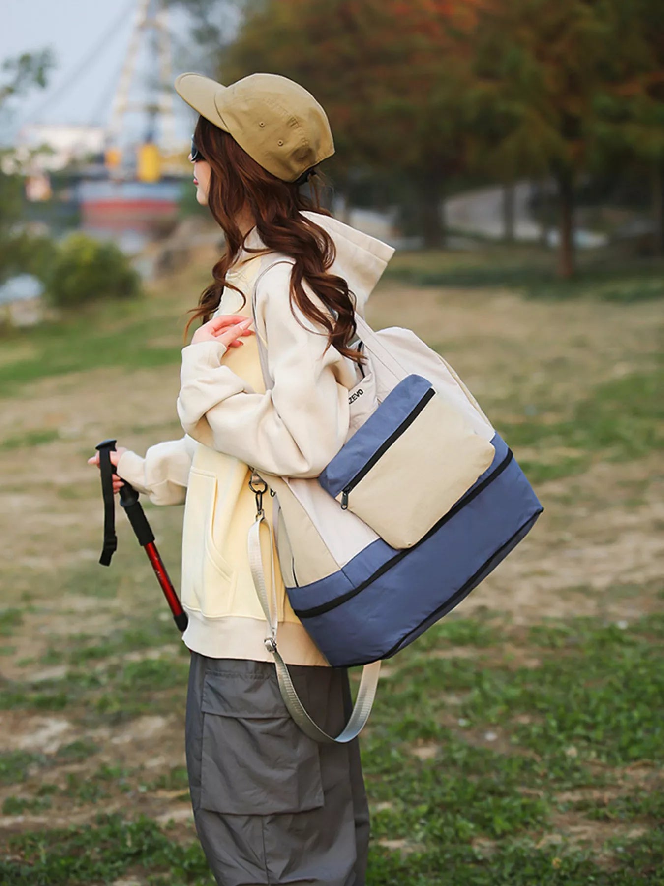 Color Block Nylon Travel Bag