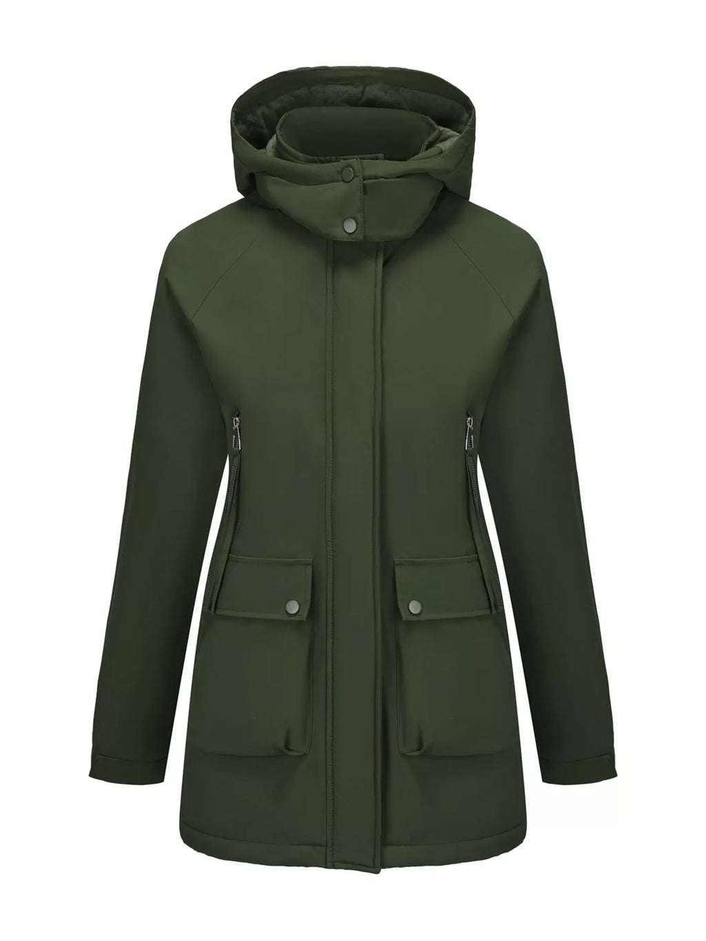 Full Size Zip Up Hooded Parka Outerwear Plus Size