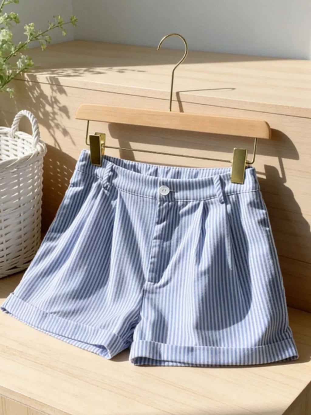 Striped Rolled Hem Shorts