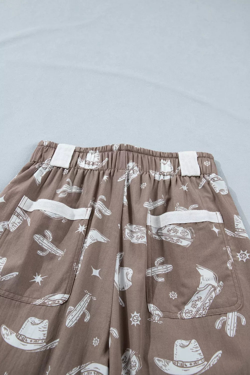 Western Cactus Cowgirl Hat Boot Printed Vintage Drawstring Jogger Pants