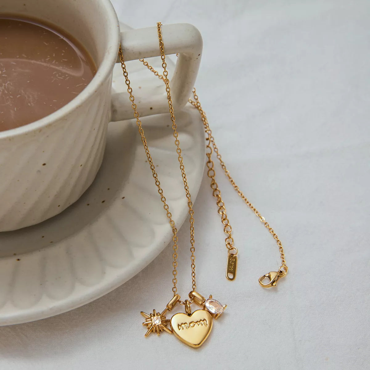 18K Gold-Plated 'Mom' Heart Necklace