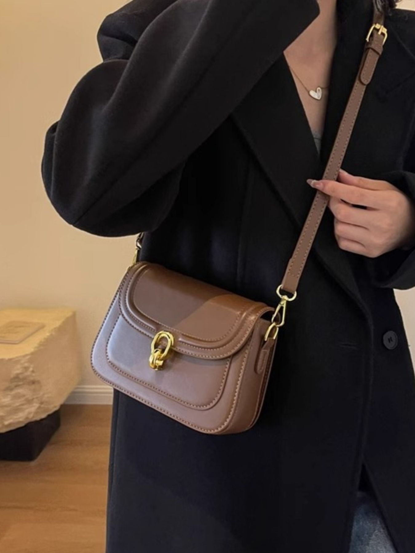 Adjustable Strap Flap Crossbody Bag