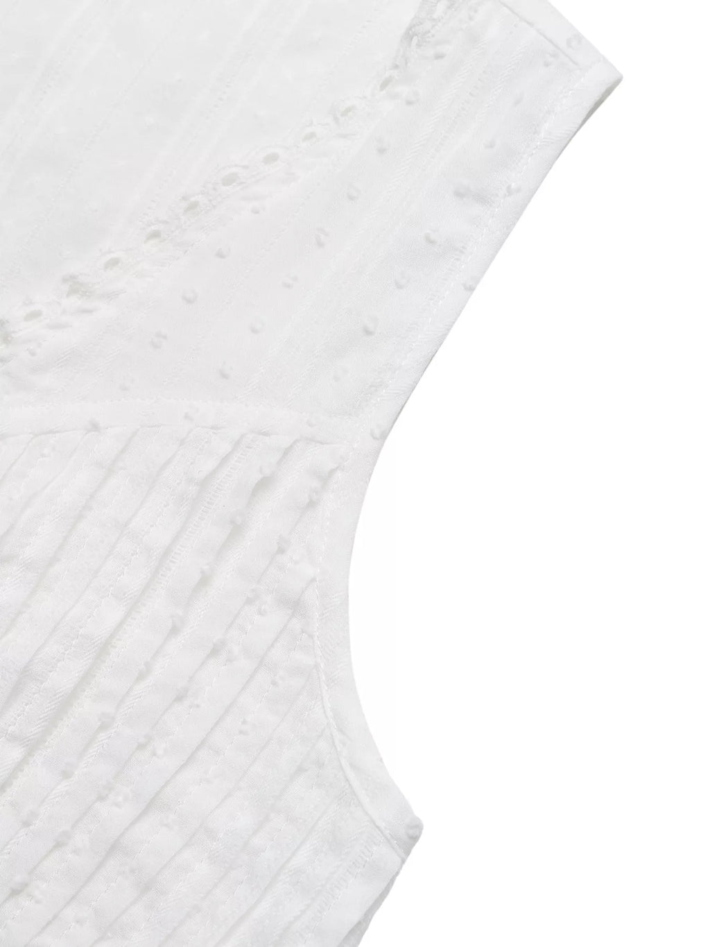 Lace Trim Tie Front Sleeveless Shirt