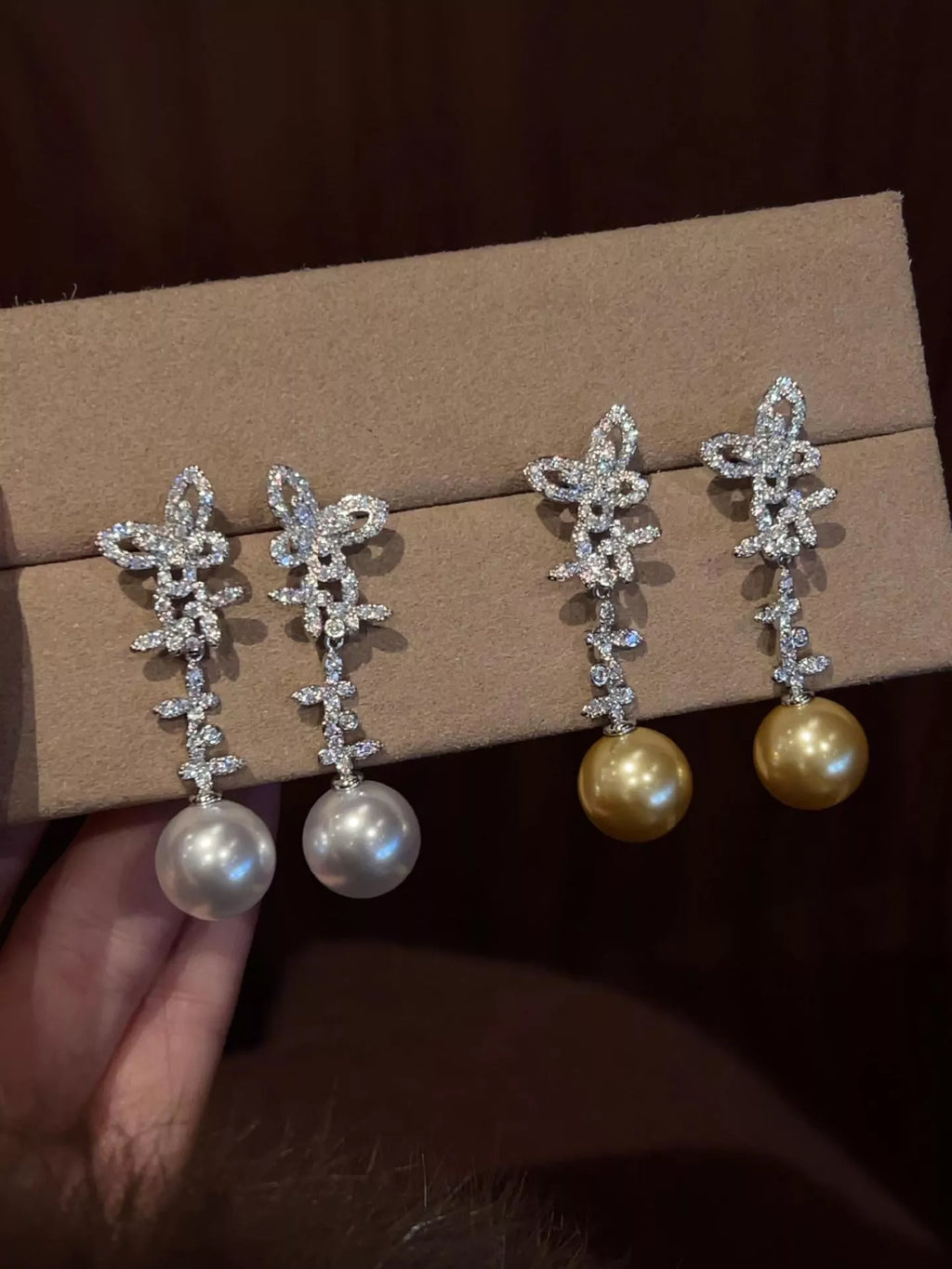 Butterfly Pearl Drop Earrings