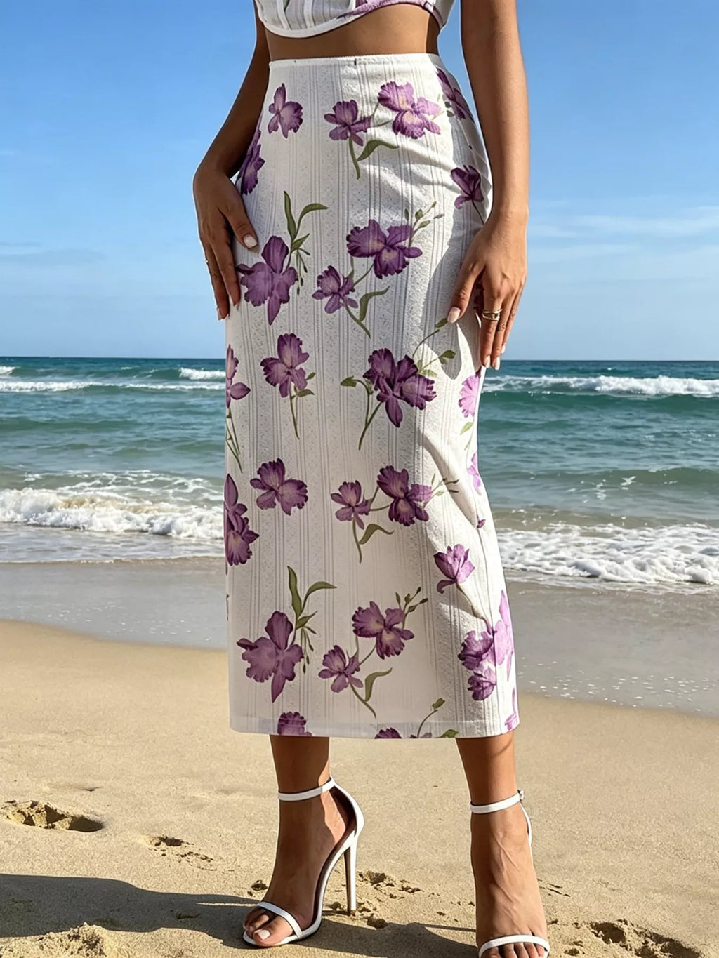 Floral Print Top & Bodycon Skirt Set