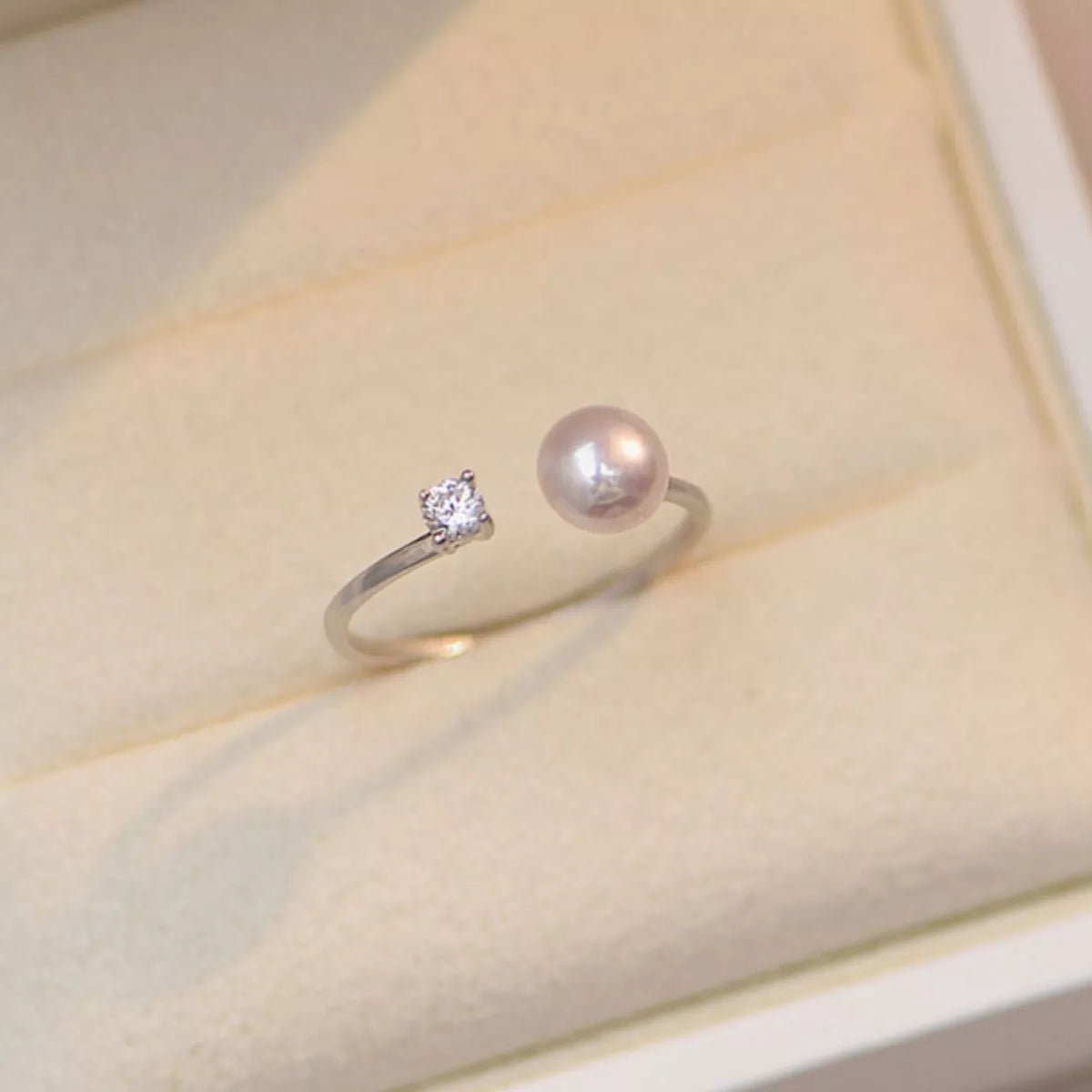 925 Sterling Silver Pearl Open Ring