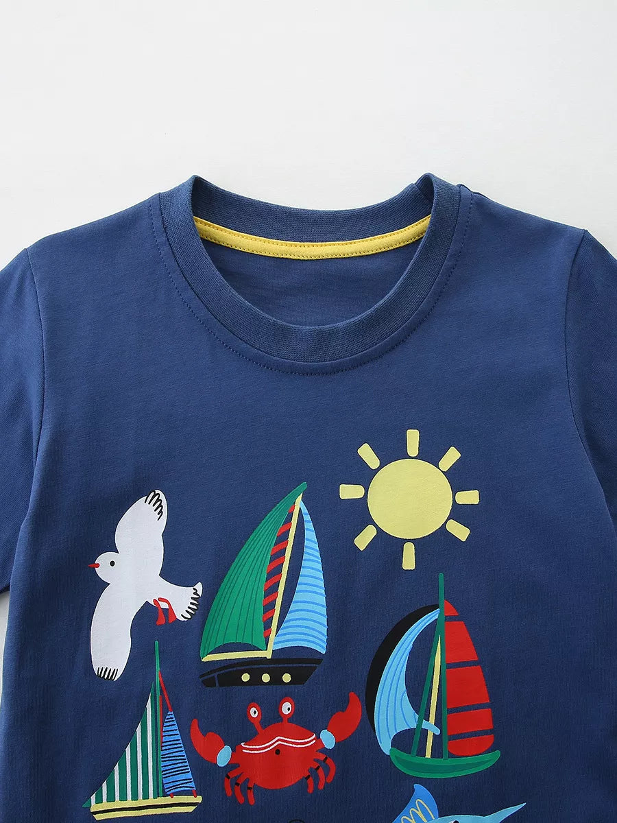 Children's Vehicle Graphic Short Sleeve T-Shirt