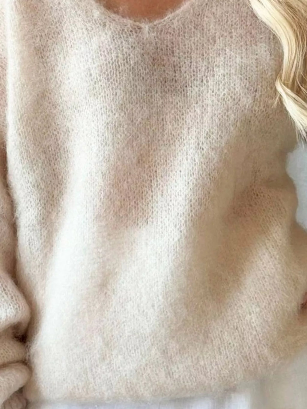 V-Neck Dropped Shoulder Sweater