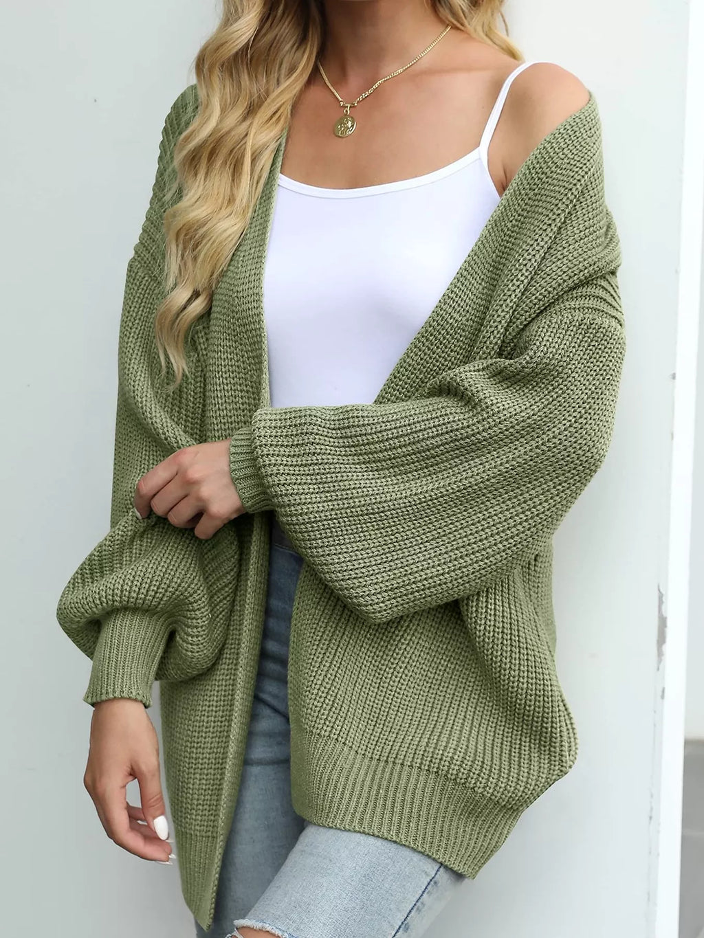 Full Size Chunky Knit Open Front Cardigan Plus Size