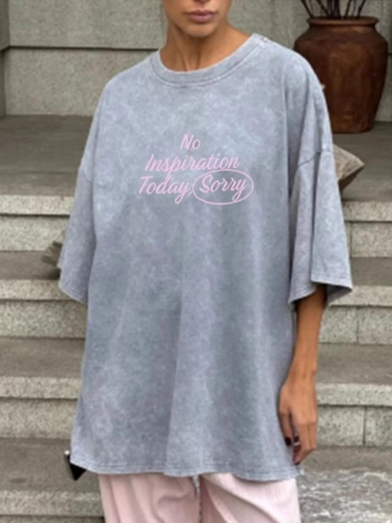 Letter Round Neck Short Sleeve T-Shirt