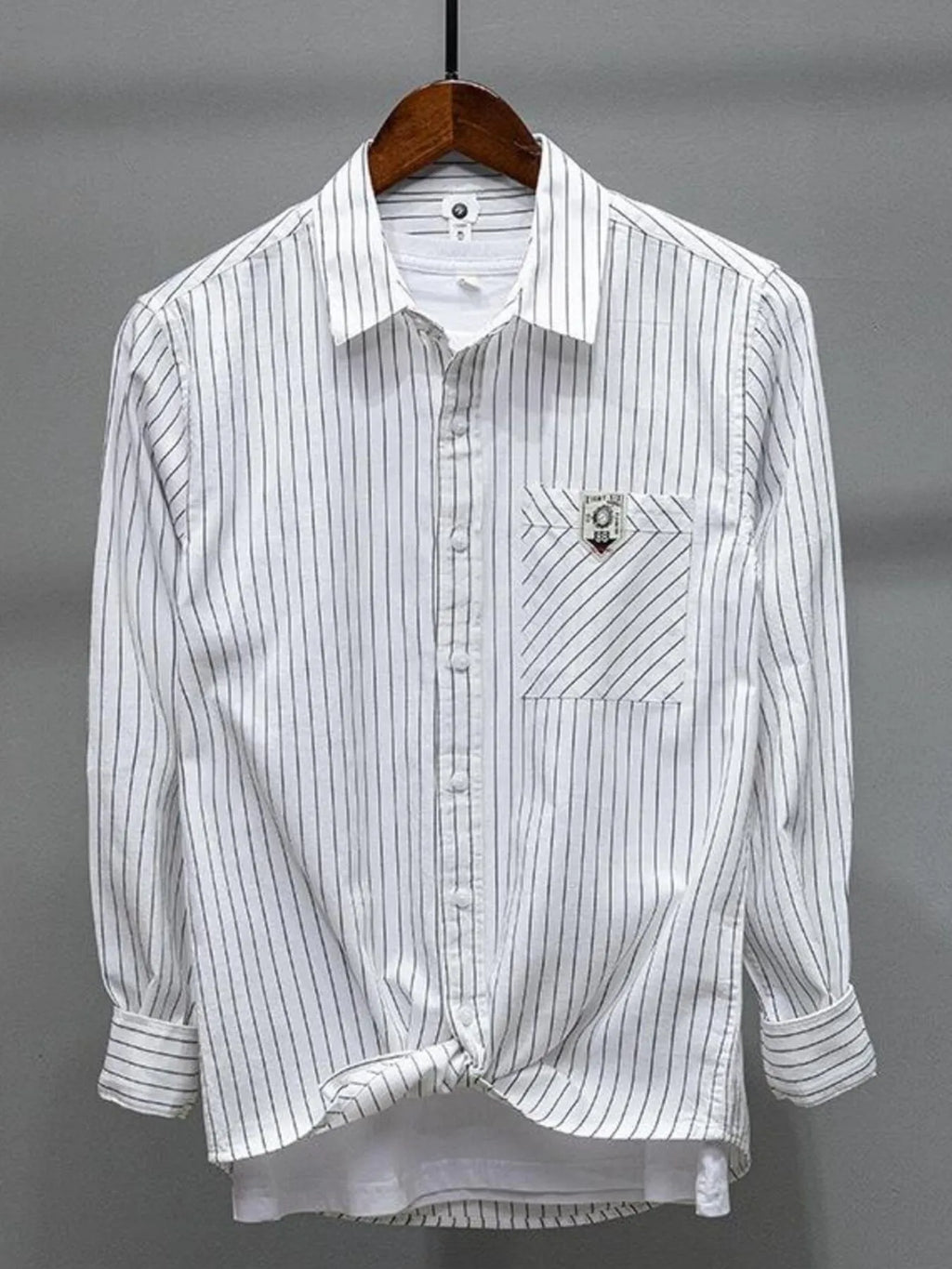 Men's Plus Size Striped Button Up Long Sleeve Shirt