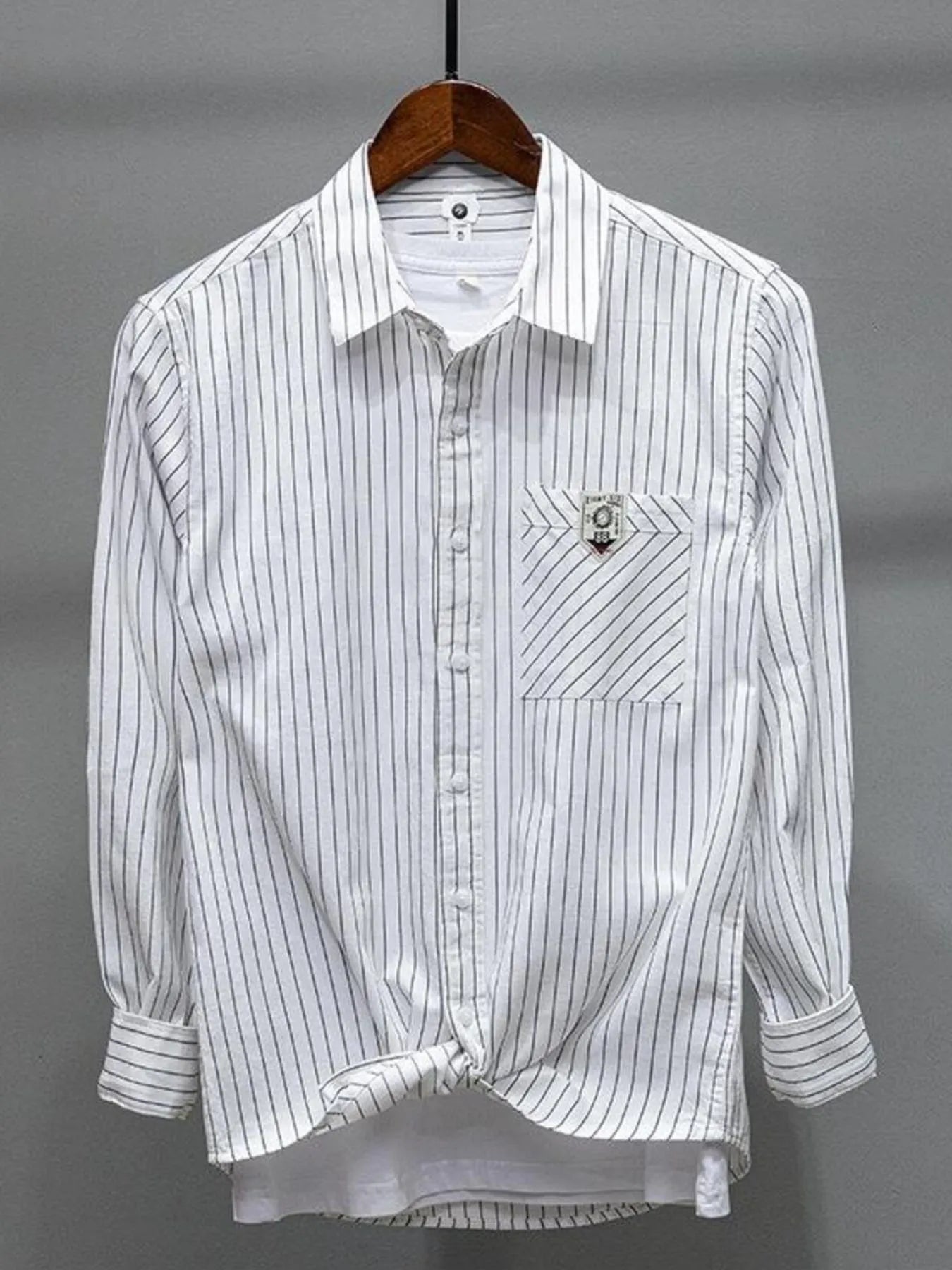 Men's Plus Size Striped Button Up Long Sleeve Shirt