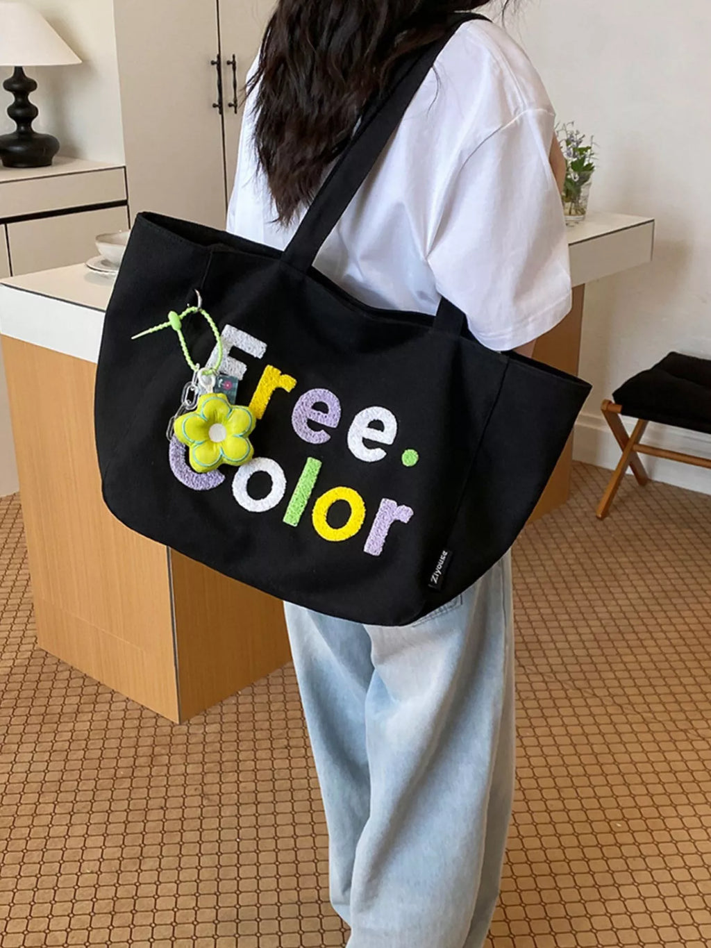 Letter Canvas Shoulder Bag