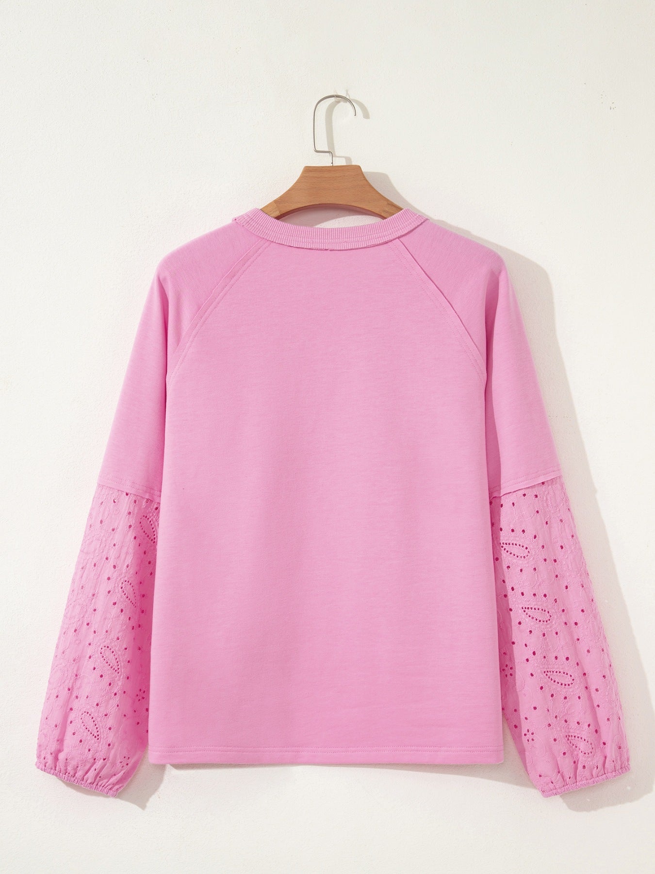 Heart Pattern Long Sleeve Patchwork Top