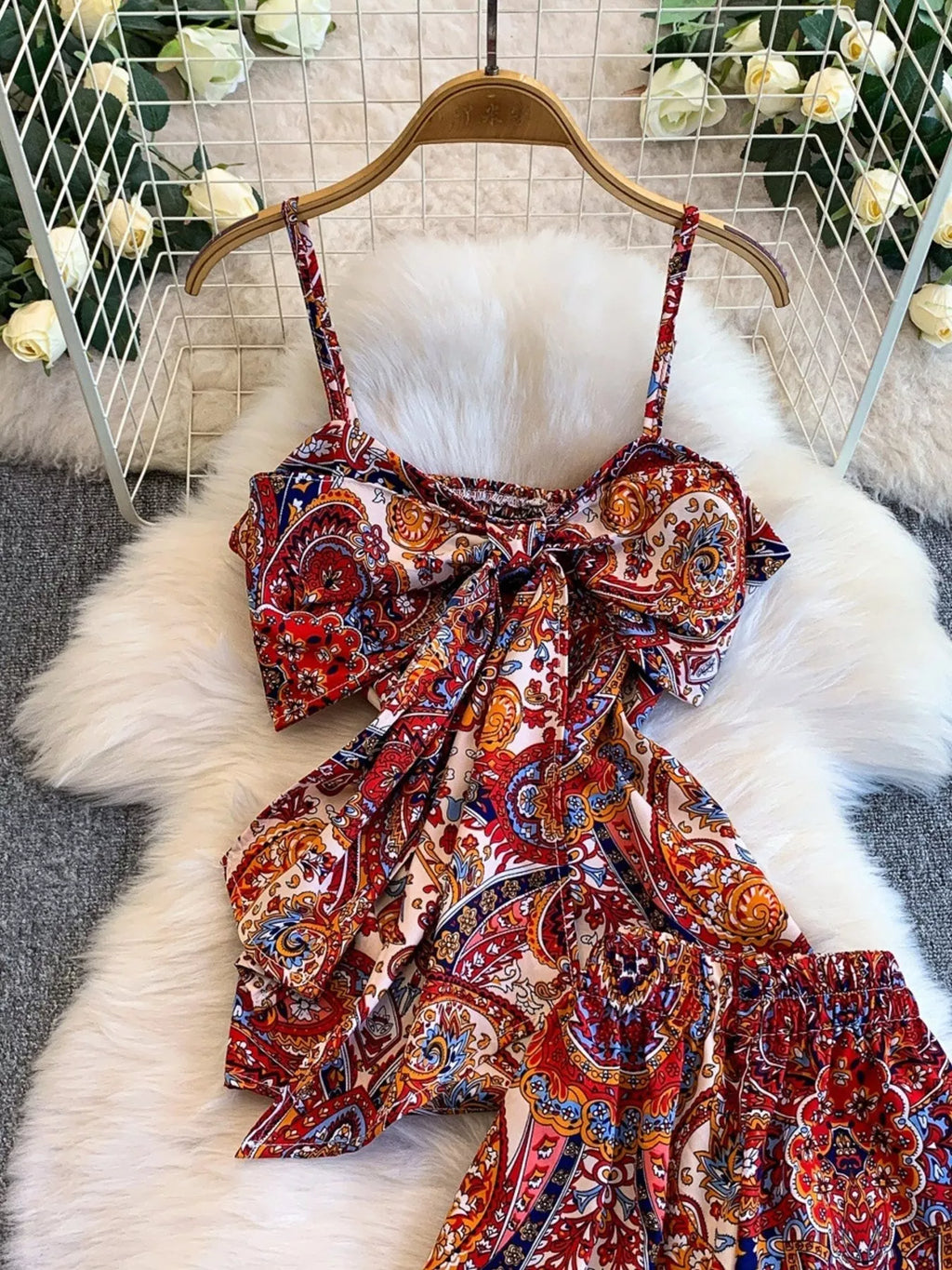 Printed Cami and Wide Leg Pants Set