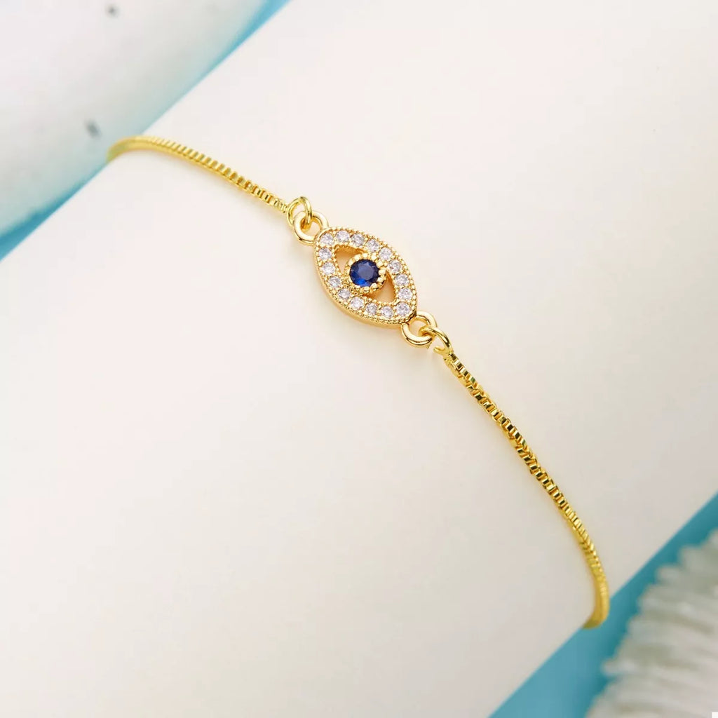 18K Gold-Plated Evil Eye Adjustable Bracelet