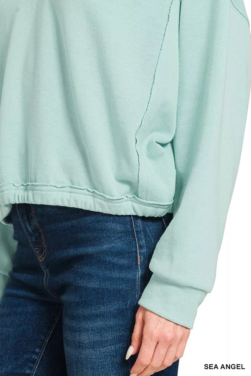 Zenana French Terry Collared Exposed Seam Sweatshirt