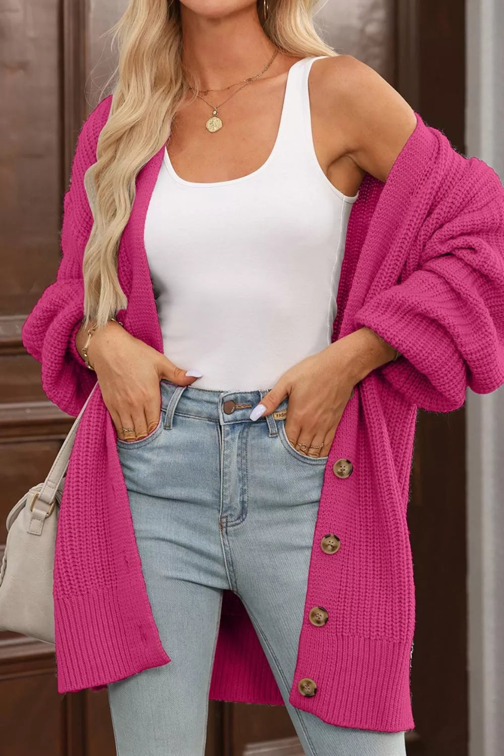 Chunky Knit Button-Down Cardigan