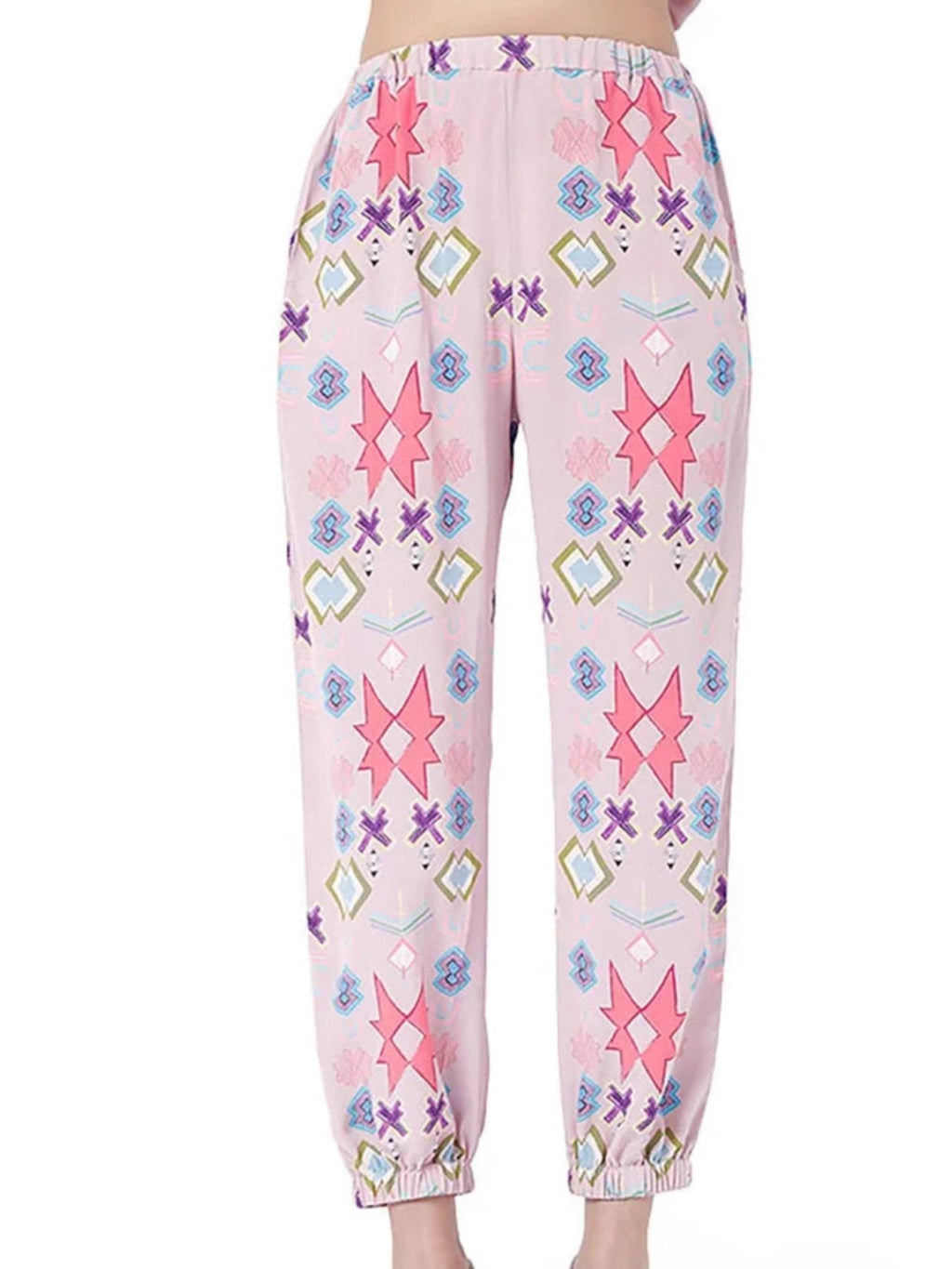 Printed Round Neck Long Sleeve Top and Pants Lounge Set