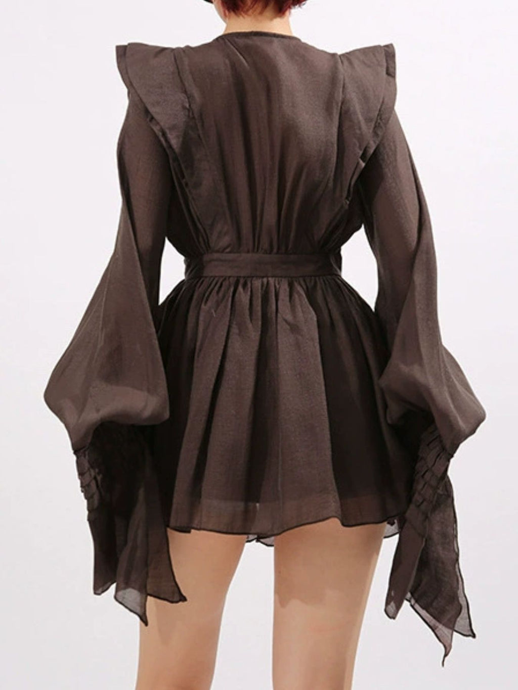 Ruffled Long Sleeve Mini Dress