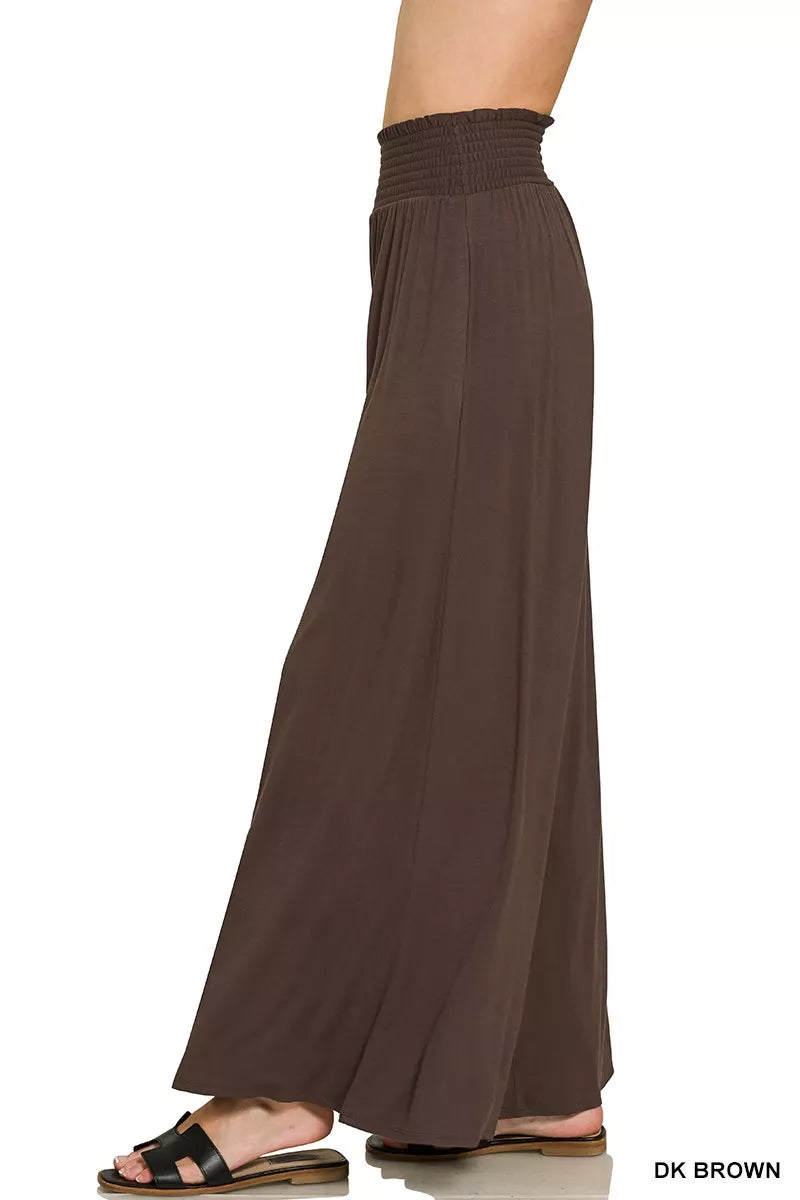 Zenana Smocked Waist Wide Leg Palazzo Pants