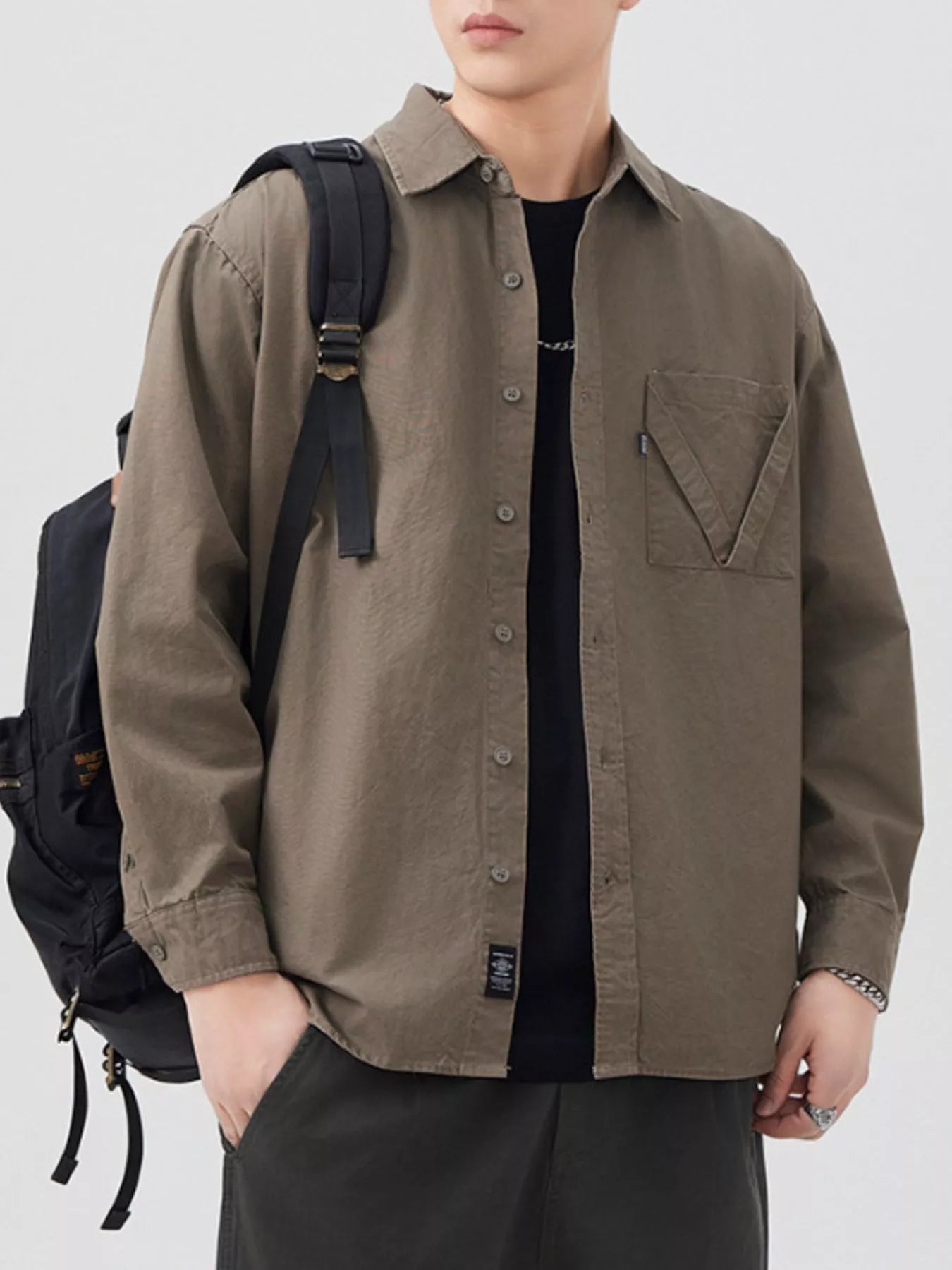 Men's Plus Size Button Up Long Sleeve Shirt