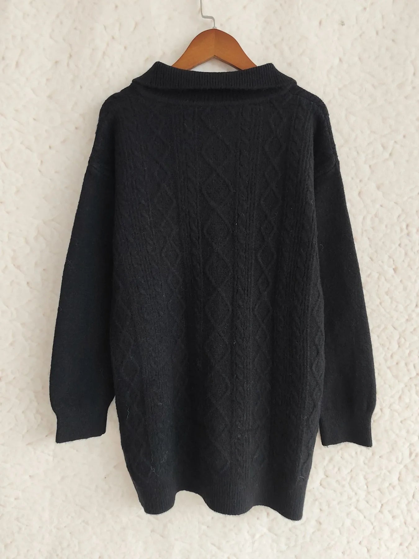 Texture Zip Collar Long Sleeve Sweater