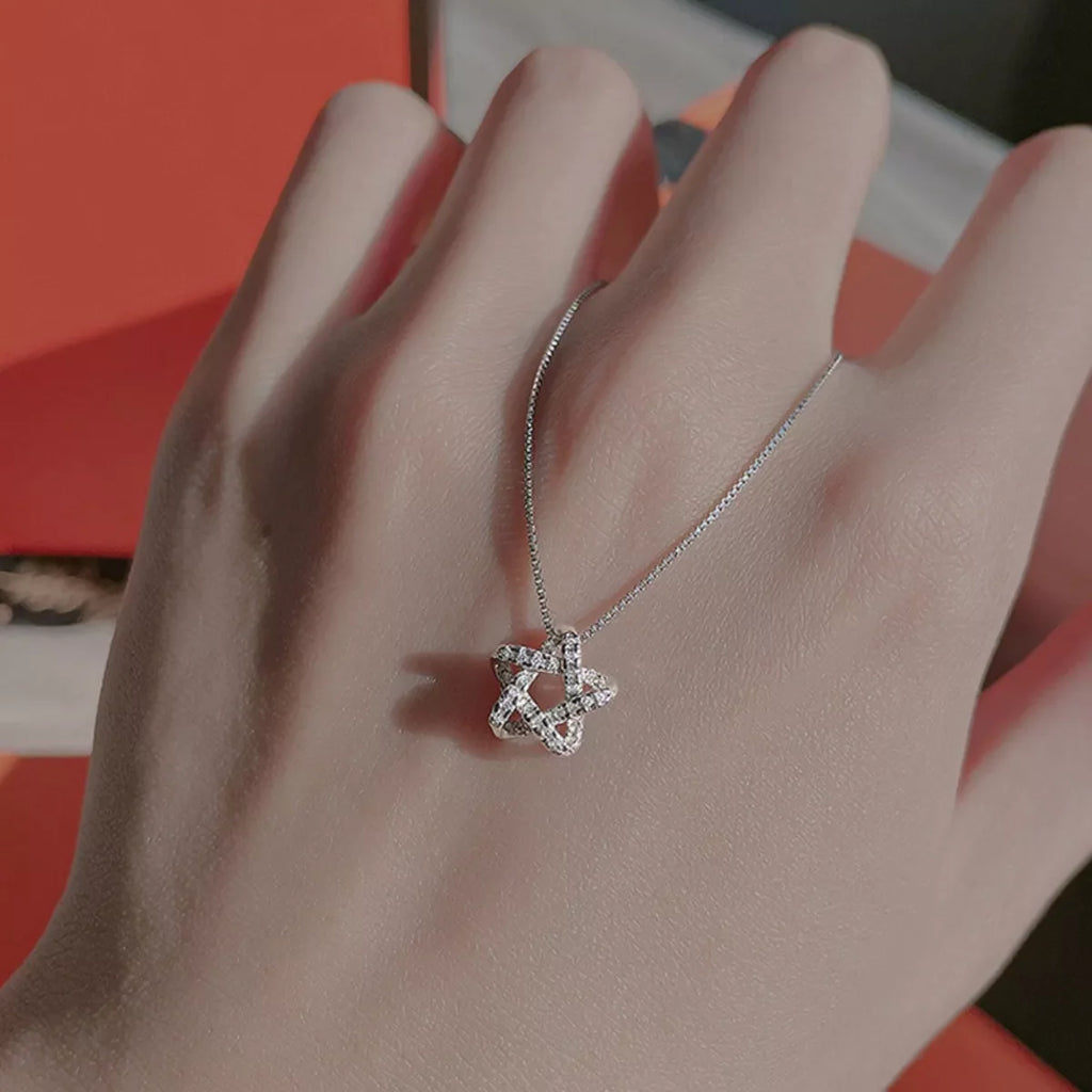 925 Sterling Silver Zircon Star Necklace