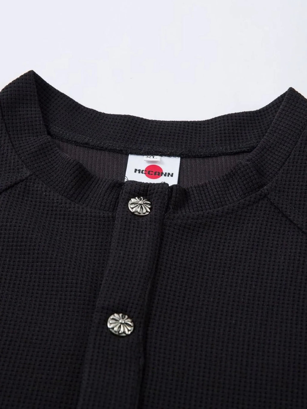 Men's Henley Structured Waffle-Knit T-Shirt