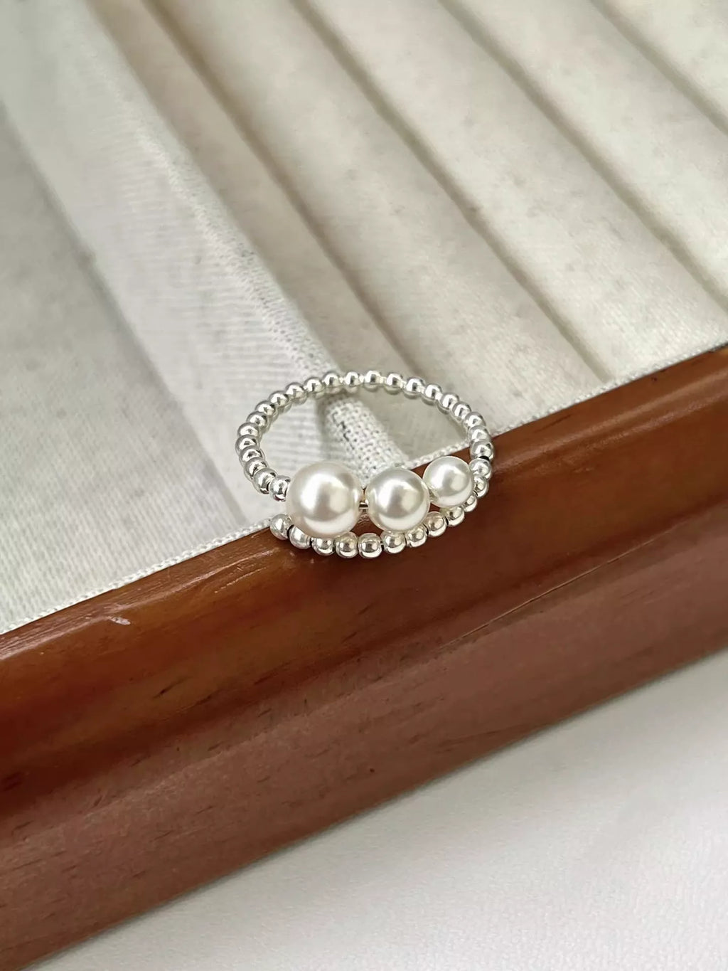 Triple Pearl Beaded Bypass Ring