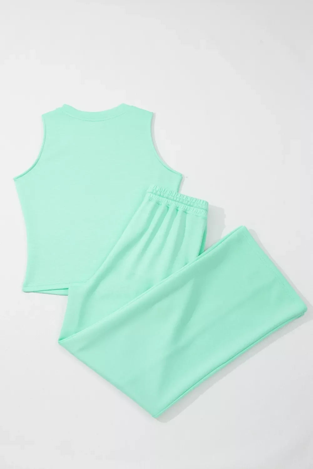 Drawstring Elastic Waistband Solid Color Two Piece Casual Set