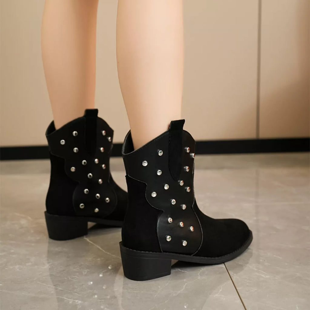 Studded Western Ankle Boots