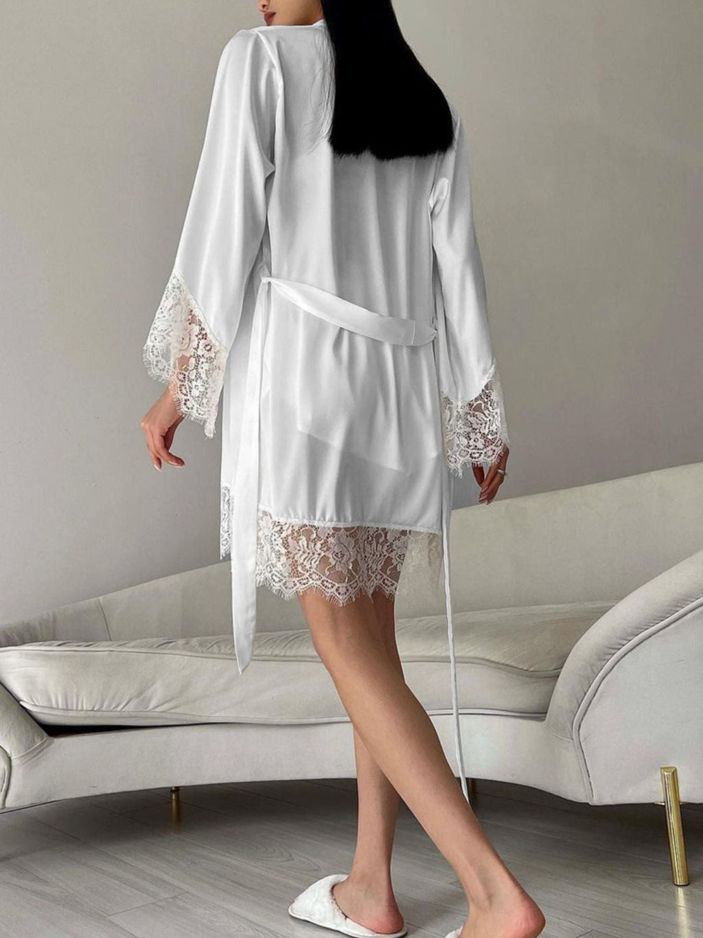 Cami & Lace Trim Cardigan & Shorts Lounge Set