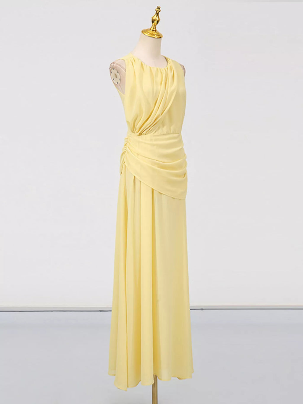 Sleeveless Ruched High-Slit Maxi Dress