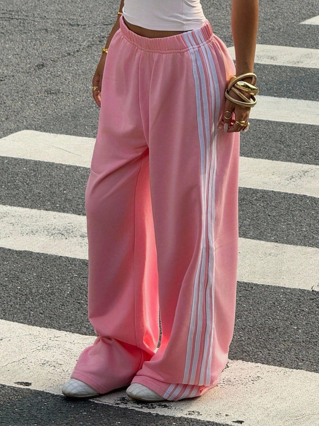 Wide Leg Pants with Stripes