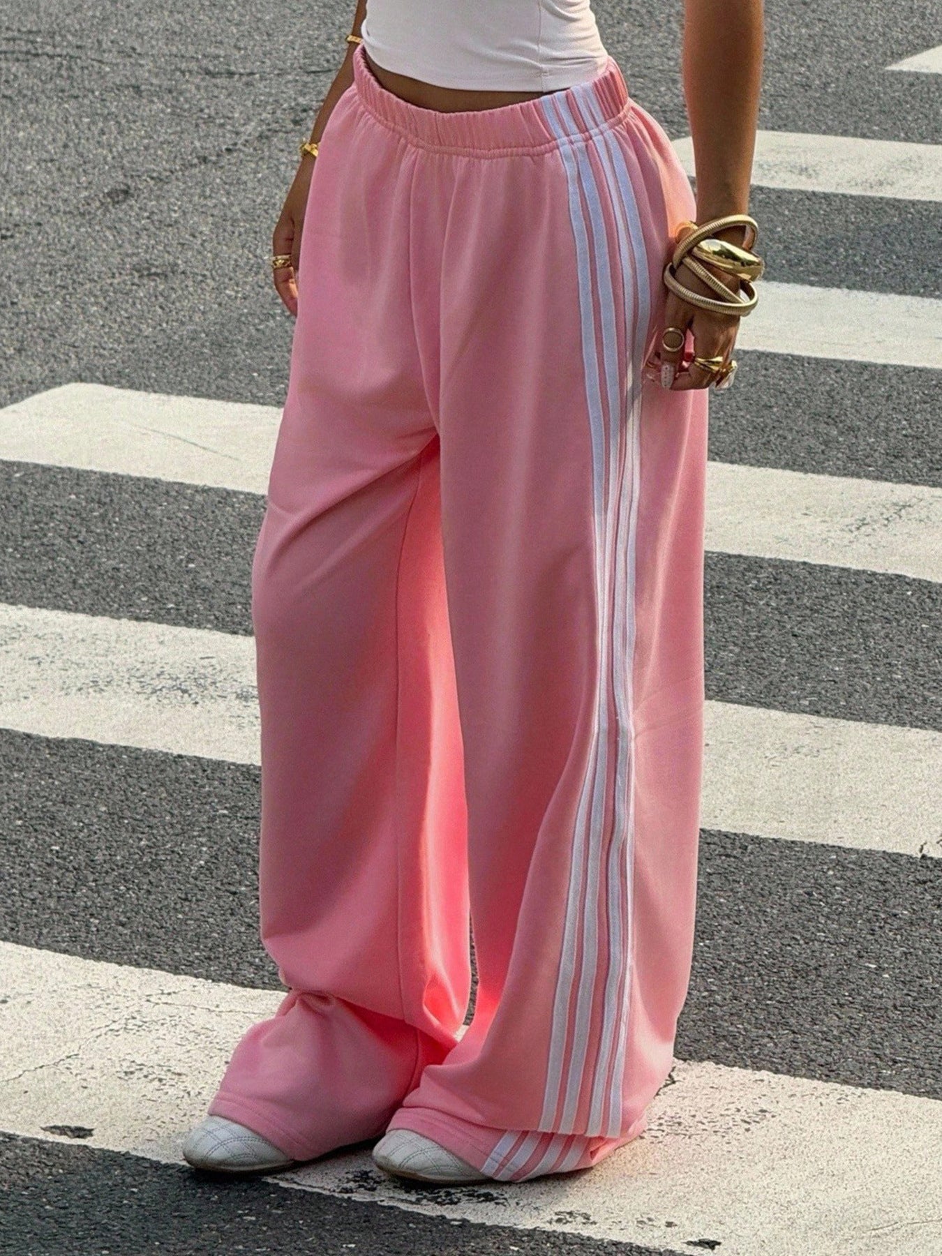 Wide Leg Pants with Stripes