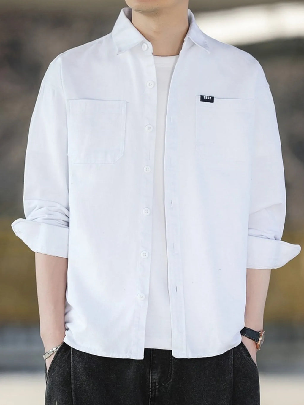 Men's Plus Size Button Up Long Sleeve Shirt