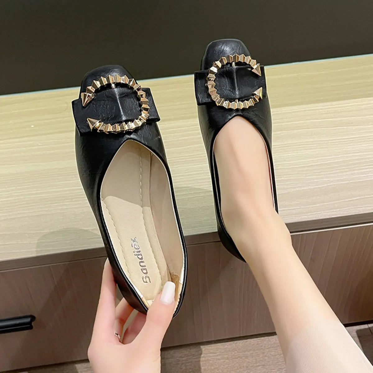 Square Toe Flat Slip-Ons
